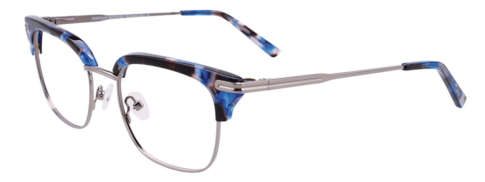 EASYCLIP EC423 Eyeglasses 050 Blue Marbled & Gunmetal 49mm