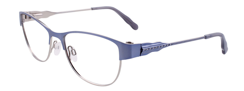 EASYCLIP EC405 Eyeglasses 050 Satin Light Blue & Shiny Silver 52mm