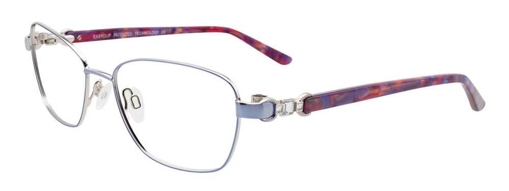 EASYCLIP EC437 Eyeglasses 050 Shiny Blue & Silver 53mm