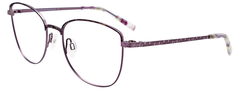EASYCLIP EC523 Eyeglasses 080 Plum & Dark Blue Marbled & Matt Light Steel Plum 53mm