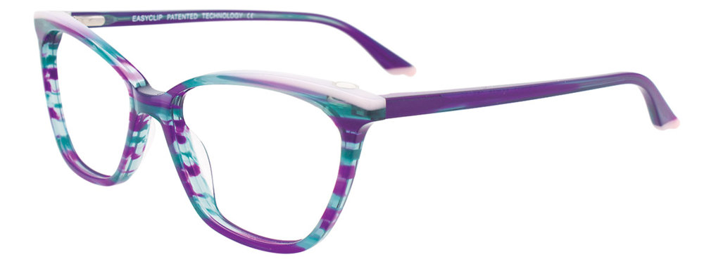 EASYCLIP EC511 Eyeglasses 050 Teal & Violet Marbled & Light Lilac 53mm