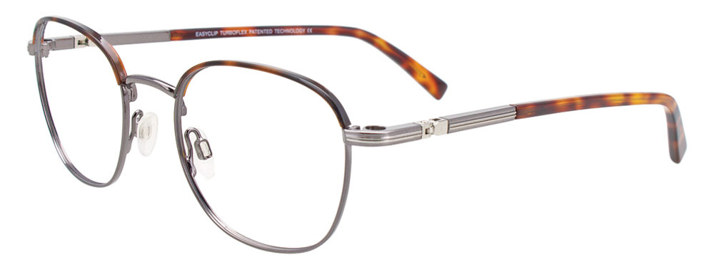 EASYCLIP EC517 Eyeglasses 010 Shiny Demi Amber & Dark Grey 49mm