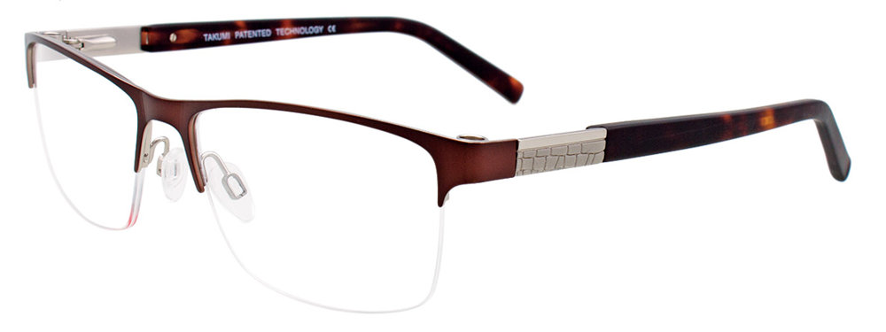 TAKUMI TK1046 Eyeglasses 010 Satin Dark Brown & Steel 55mm