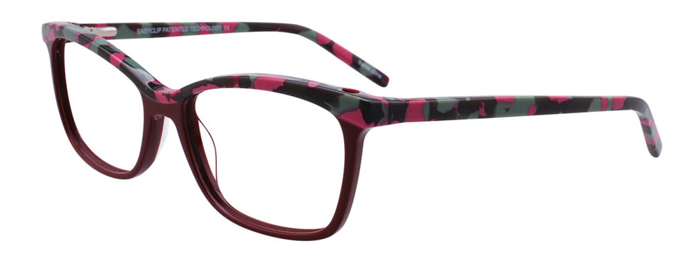 EASYCLIP EC395 Eyeglasses 030 Burgundy & Pink & Green & Light Green 54mm