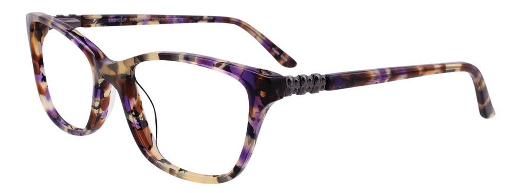 EASYCLIP EC404 Eyeglasses 080 Purple & Brown & Cream & Black 52mm