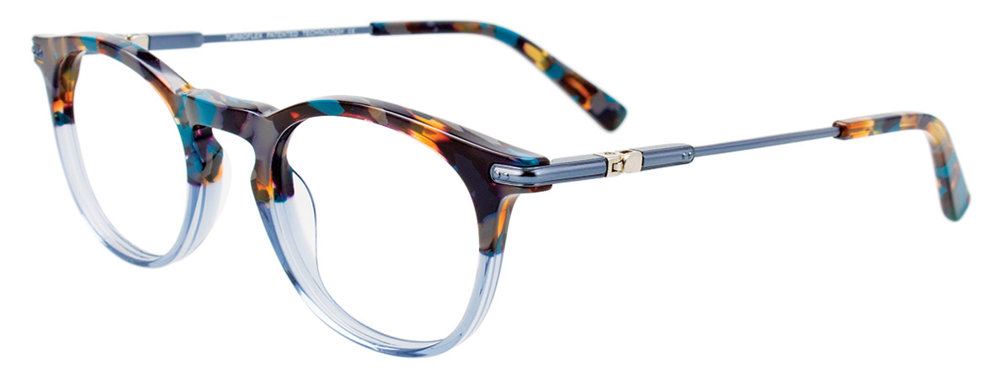 EASYCLIP EC536 Eyeglasses 050 Blue & Grey & Brown Marbled & Crystal Light Blue 45mm