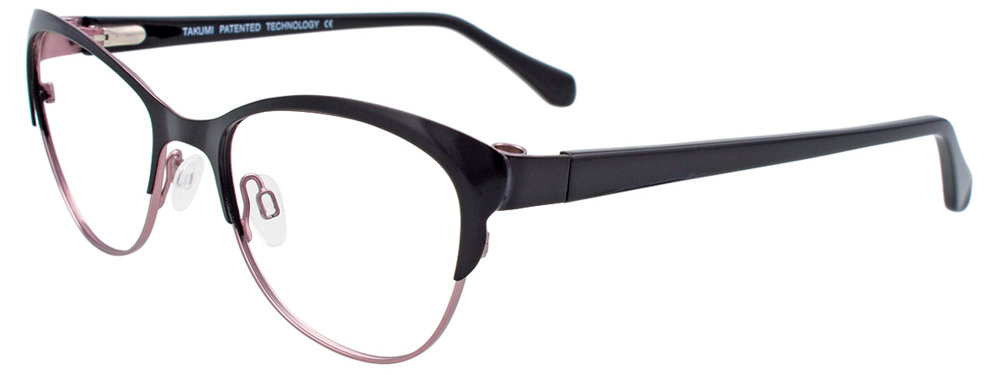 TAKUMI TK1027 Eyeglasses 090 Satin Black& Light Pink 52mm