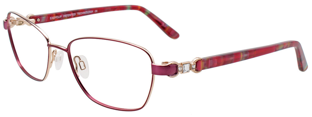 EASYCLIP EC437 Eyeglasses 030 Shiny Dark Pink & Gold 53mm