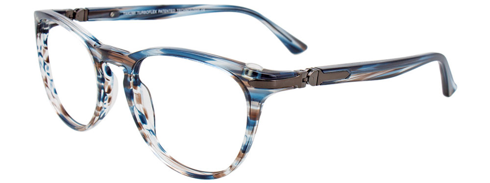 TAKUMI TK1132 Eyeglasses 050 Blue & Brown & Crystal Marbled 53mm