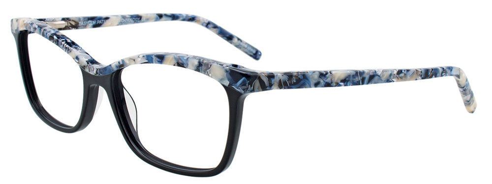 EASYCLIP EC395 Eyeglasses 090 Black & Pearl Cream & Blue & Crystal 54mm
