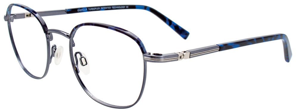 EASYCLIP EC517 Eyeglasses 050 Shiny Demi Blue & Dark Steel Grey 49mm
