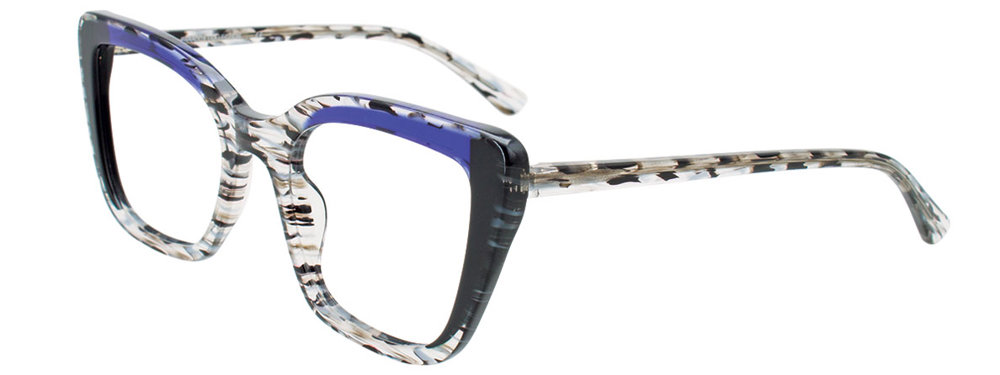 PARADOX P5098 Eyeglasses 090 Crystal with Black pattern & Blue 53mm