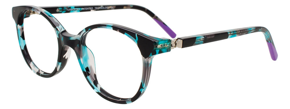 EASYCLIP EC693 Eyeglasses 060 Teal Tortoise & Purple 45mm
