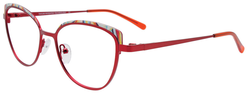 TAKUMI TK1278 Eyeglasses 030 Red & Red Mix Patterned Browline 51mm