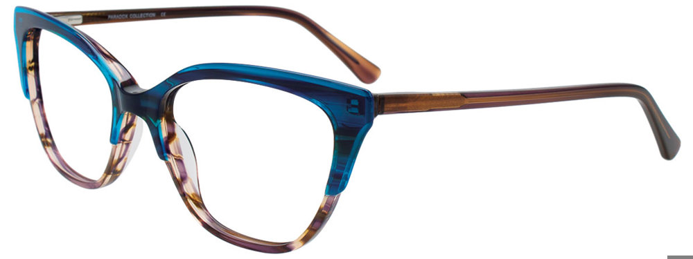 PARADOX P5095 Eyeglasses 050 Striped Brown & Clear Bright Blue Top 53mm