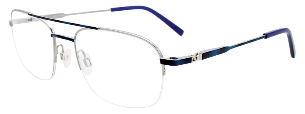 EASYCLIP EC561 Eyeglasses 050 Satin Blue Marbled & Silver 56mm