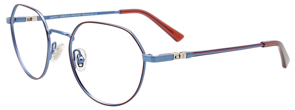 EASYCLIP EC632 Eyeglasses 010 Brown & Satin Blue 47mm