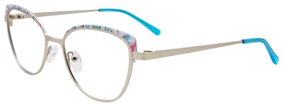 TAKUMI TK1278 Eyeglasses 020 Silver & Blue Pink Mix Patterned Browline 51mm