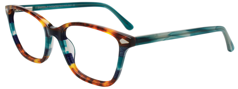 EASY3CLIP EC697 Eyeglasses 010 Tortoise & Teal 51mm