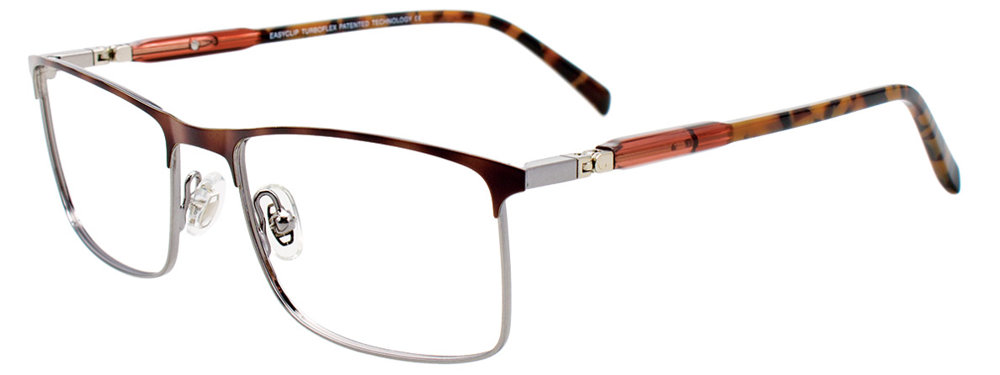 EASYCLIP EC554 Eyeglasses 010-Satin-Brown-&-Silver 50mm