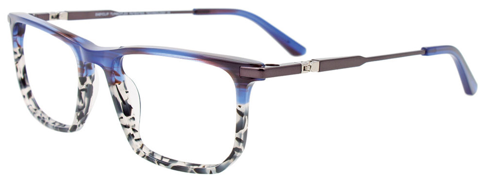 EASYCLIP EC627 Eyeglasses 050 Blue & Grey Tort Dark Steel 50mm