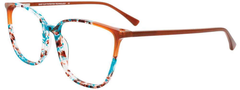 EASYCLIP EC598 Eyeglasses 010 Turquoise Multicolor & Brown Brown 54mm