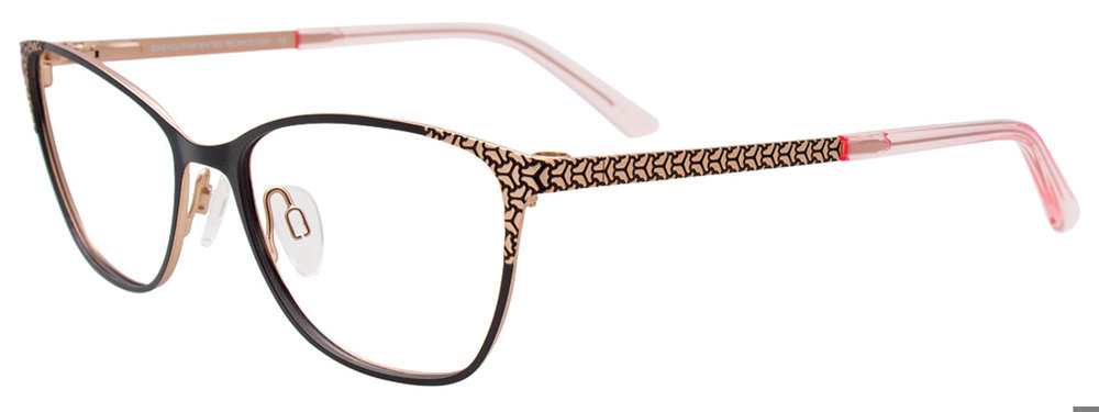EASYCLIP EC683 Eyeglasses 090 Matt Black & Pink Gold Trim 52mm