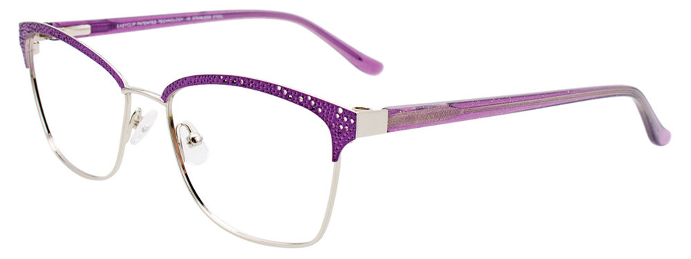 EASYCLIP EC570 Eyeglasses 080 Matt Purple & Shiny Silver 56mm