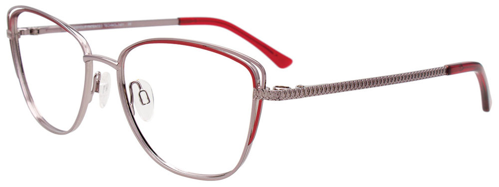 EASYCLIP EC619 Eyeglasses 030 Shiny Steel & Red 54mm