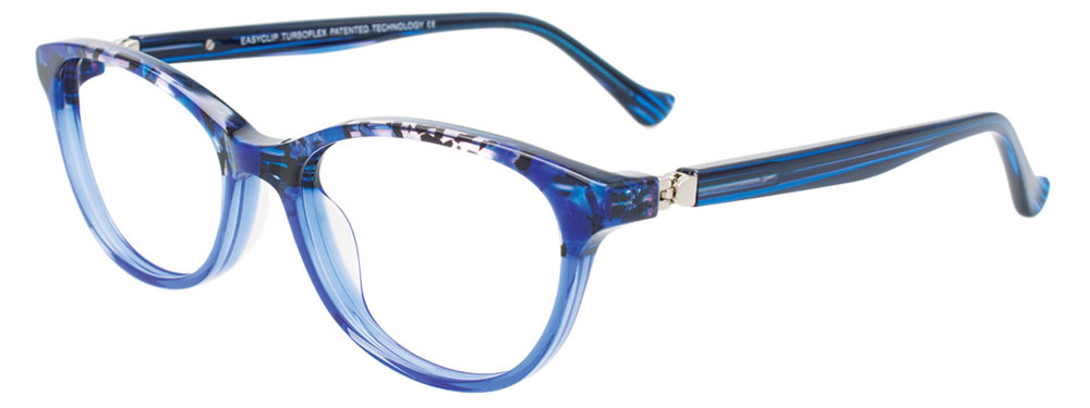 EASYCLIP EC568 Eyeglasses 050 Blue Marb & Crt Blue Blue Lin 46mm