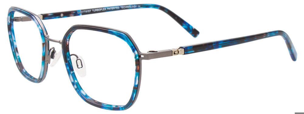 TWIST&CLIP CT280 Eyeglasses 050 Blue Tortoise & Steel 50mm