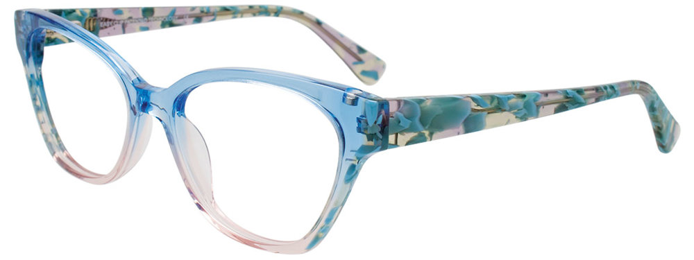 EASYCLIP EC682 Eyeglasses 060 Transp Blue To Lt Pink Gradient Marble Blue 53mm