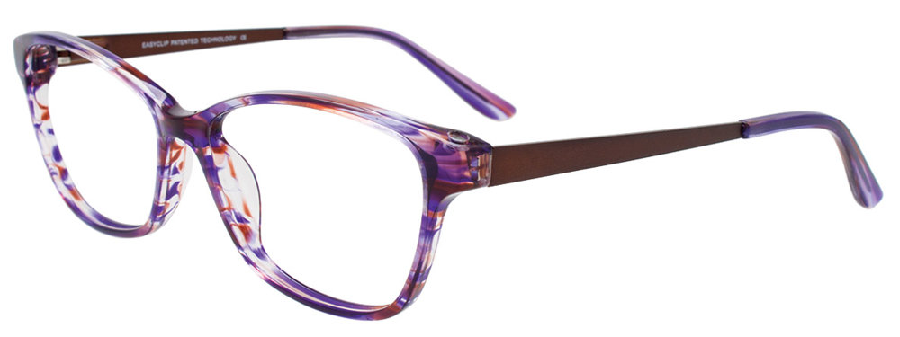 EASYCLIP EC562 Eyeglasses 080 Purple & Brown Marb Matt Brz 56mm