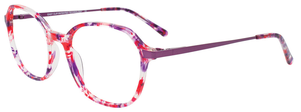 EASYCLIP EC676 Eyeglasses 030 Red & Purple Tortoise Purple 51mm