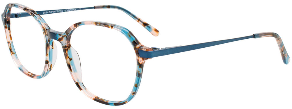 EASYCLIP EC676 Eyeglasses 060 Teal & Pink Tortoise Teal 51mm