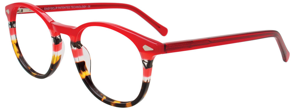 EASY3CLIP EC698 Eyeglasses 030 Red & Tortoise 48mm