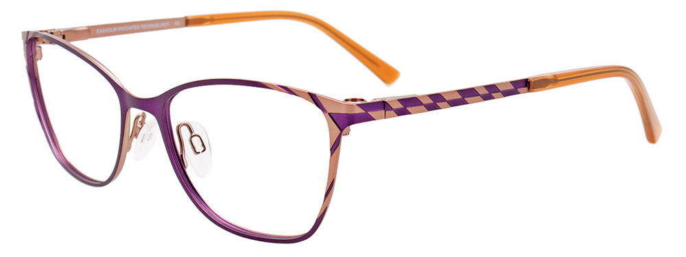 EASYCLIP EC591 Eyeglasses 080 Satin Purple & Pink Gold 52mm