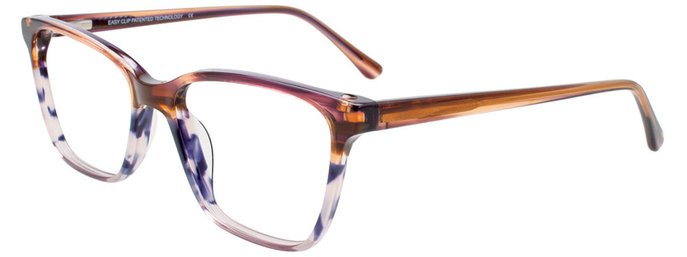 EASYCLIP EC680 Eyeglasses 010 Trans Brown & Marble Pink & Lilac 52mm