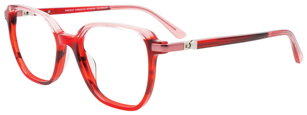 EASYCLIP EC663 Eyeglasses 030 Marble Red & Tr. Red 49mm