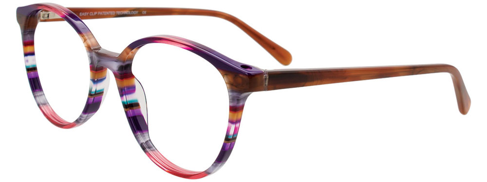 EASYCLIP EC709 Eyeglasses 080 Purple & Multicolor Stripes 51mm