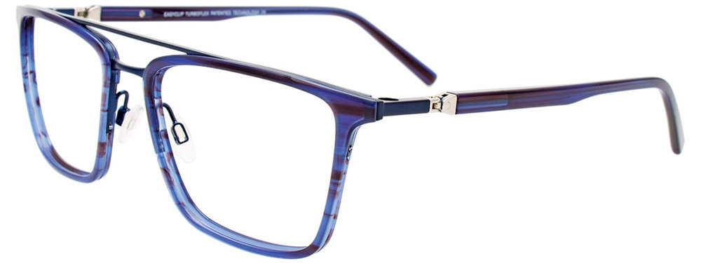 EASYCLIP EC606 Eyeglasses 050 Striped Blue & Blue Blue 54mm