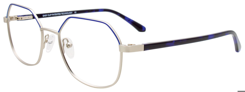 EASYCLIP EC665 Eyeglasses 050 Blue & Silver Dark Blue Tortoise 51mm