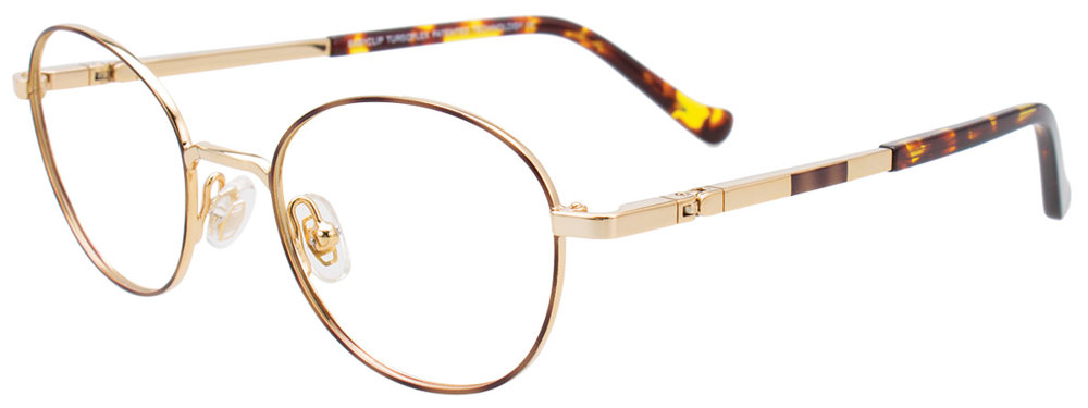 EASYCLIP EC543 Eyeglasses 010 Demi Brown & Shiny Gold 44mm