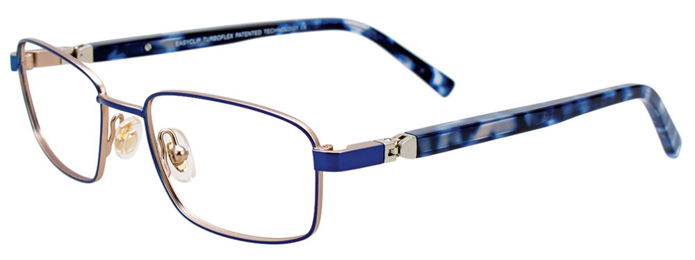 EASYCLIP EC558 Eyeglasses 050 Blue & Steel Blue Tortoise 46mm
