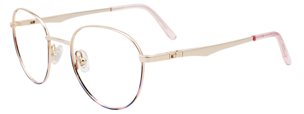 EASYCLIP EC657 Eyeglasses 010 Shiny Gold & Pink Tort 46mm