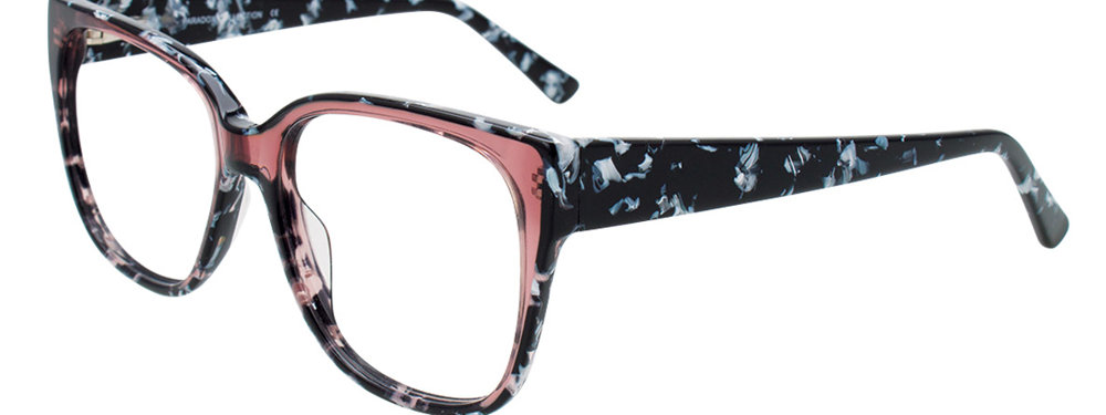 PARADOX P5081 Eyeglasses 080 Crystal Pink & Black & White Marbled Black & Wh 52mm