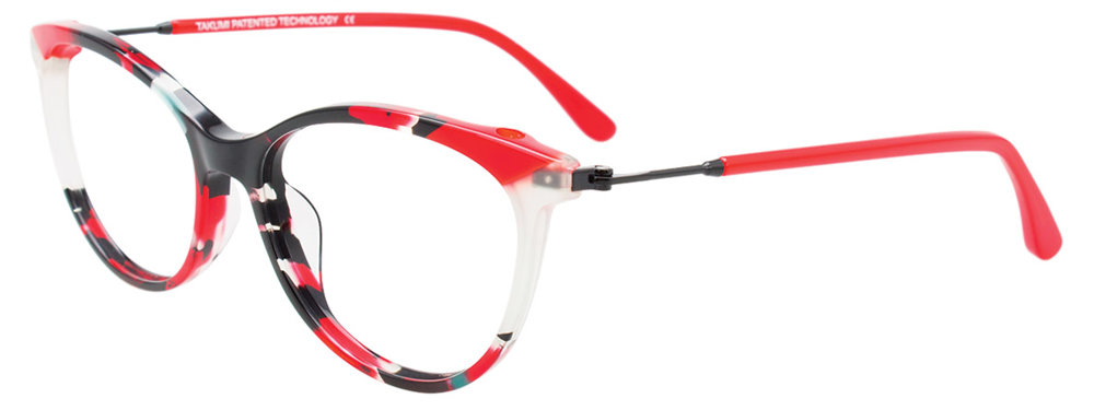 TAKUMI TK1155 Eyeglasses 030 Red & Black Marbled & Red & Crystal 53mm
