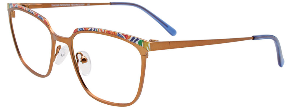 TAKUMI TK1277 Eyeglasses 010 Copper & Mix Patterned Browline 50mm