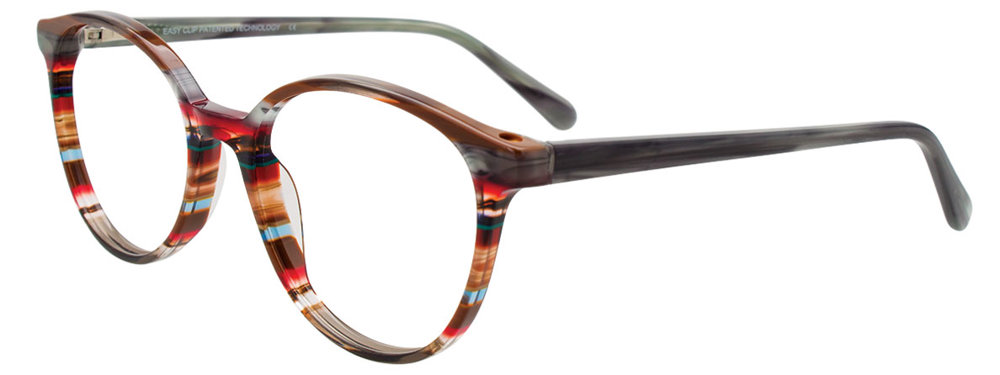 EASYCLIP EC709 Eyeglasses 010 Brown & Multicolor Stripes 51mm