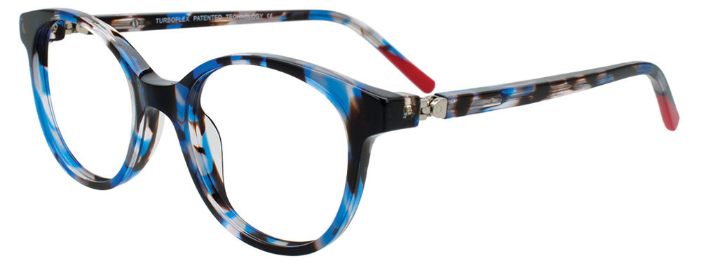 EASYCLIP EC693 Eyeglasses 050 Blue Tortoise & Red 45mm